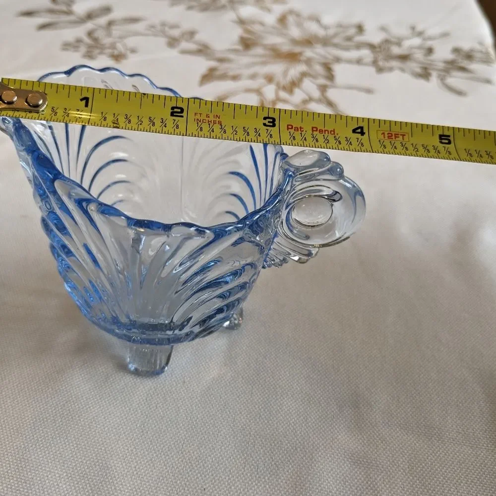 Cambridge Caprice Moonlight Blue Footed Creamer & Sugar Bowl Vtg MidcenturySwirl